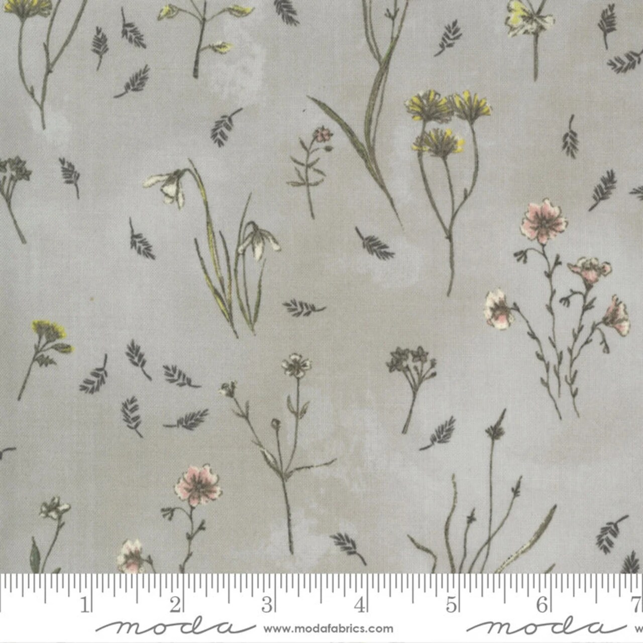 Fabric Moda Vintage Gray Flower Botanicals by the Quarter Yard 16911-12